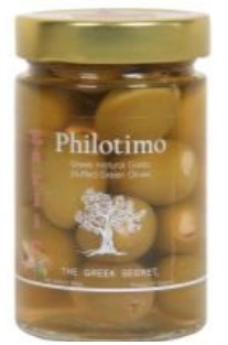 Oliven grün gef. mit Mandeln "Chalkidiki" 300g Philotimo