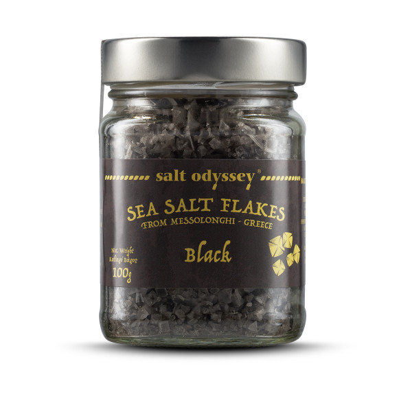 Salzflocken Black 100g Glas Salt Odyssey