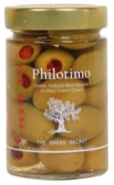 Oliven grün gef. mit Paprika "Chalkidiki" 300g Philotimo